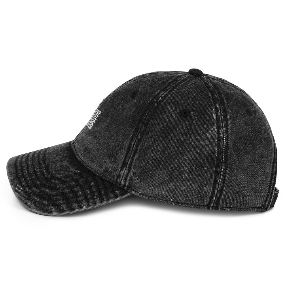 Creators Collection vintage cotton twill dad cap in washed black with intricate embroidery and low profile design