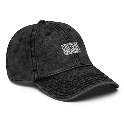 Creators Collection vintage cotton twill dad cap in black with white embroidered Culture Creators logo